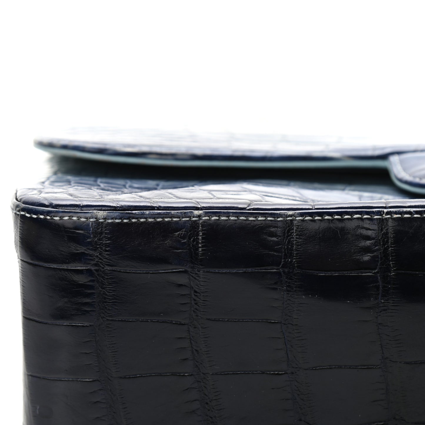 Alligator Ombre Jumbo Double Flap Blue