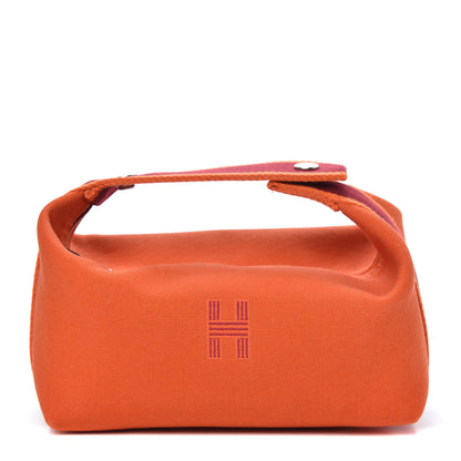 Hermes Canvas Small Bride-A-Brac Pouch Orange Burgundy 1 of 8