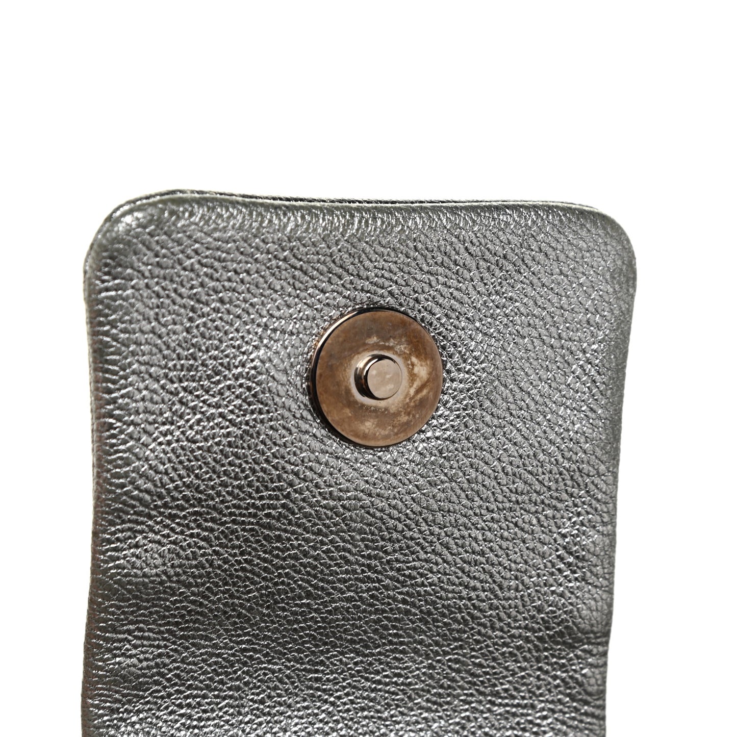 Metallic Deerskin Luxe Ligne Flap Silver