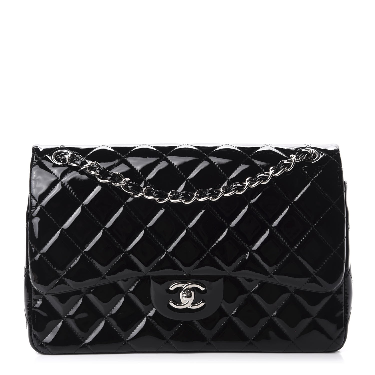 Chanel Patent Quilted Jumbo Double Flap Black 1 of 13