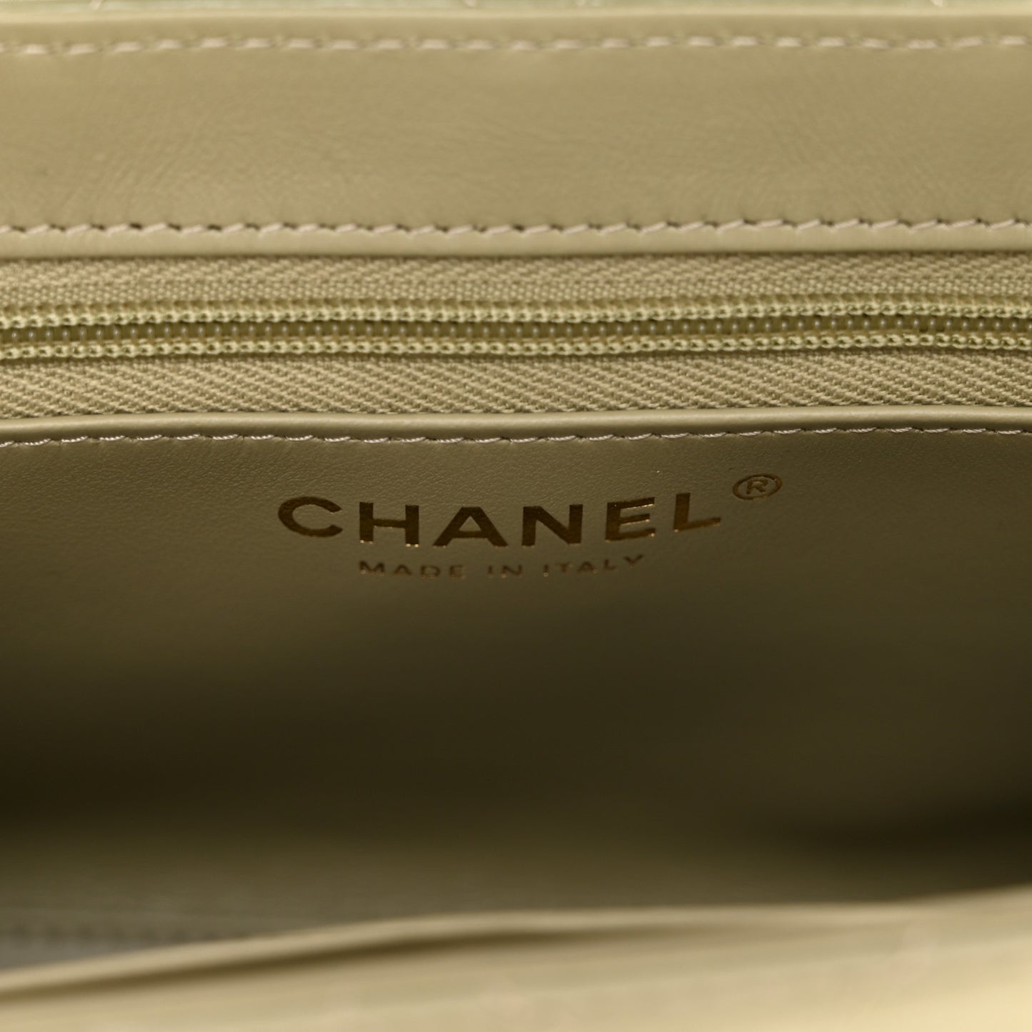 Shiny Aged Calfskin Quilted Nano Kelly Shopper Khaki