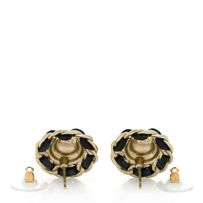 Chanel Crystal Lambskin Chain Around CC Earrings Gold Black 3 of 4