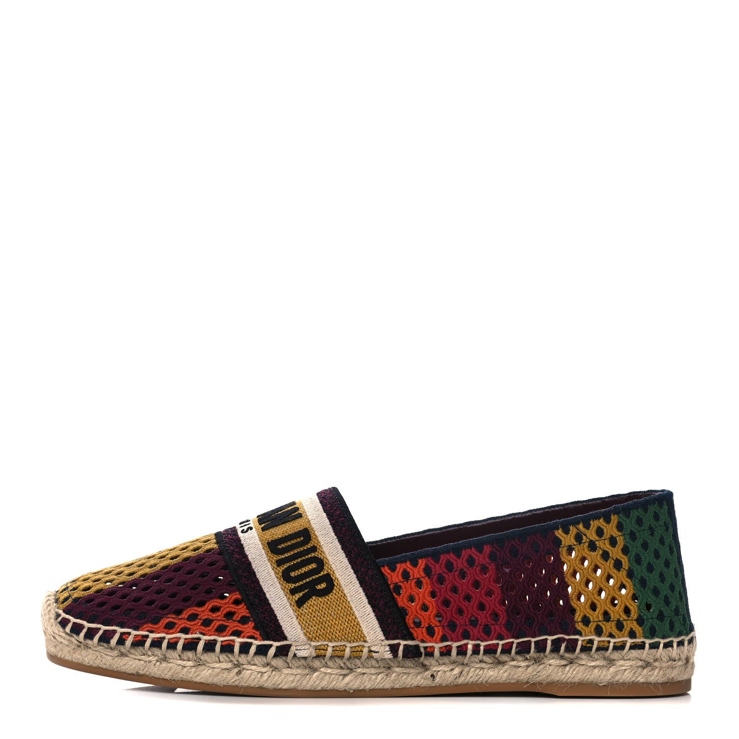 Christian Dior Canvas Embroidered Perforated Stripe Granville Espadrille 40.5 Multicolor 1 of 10