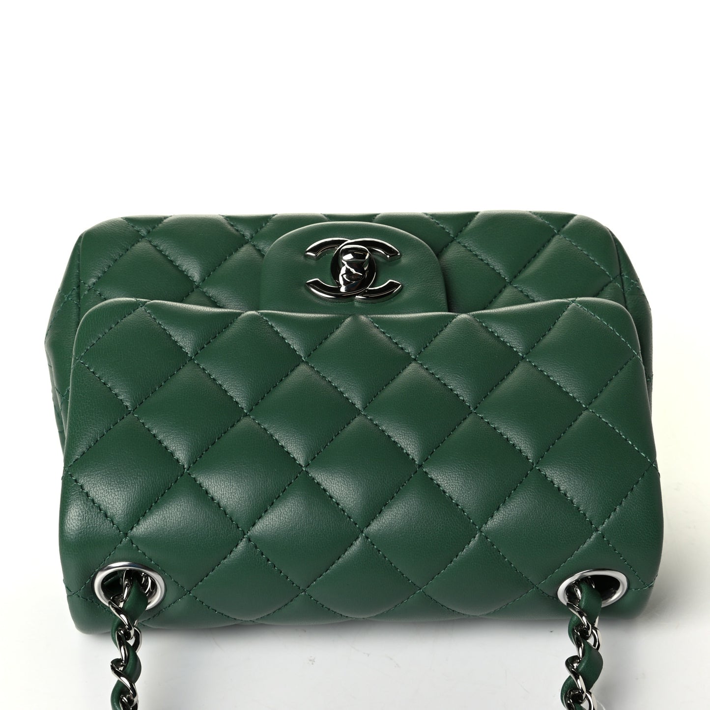 Lambskin Quilted Mini Square Flap Green