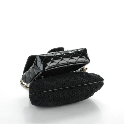 Chanel Patent Lace Mini Kiss Lock Flap Double Bag Black 4 of 8
