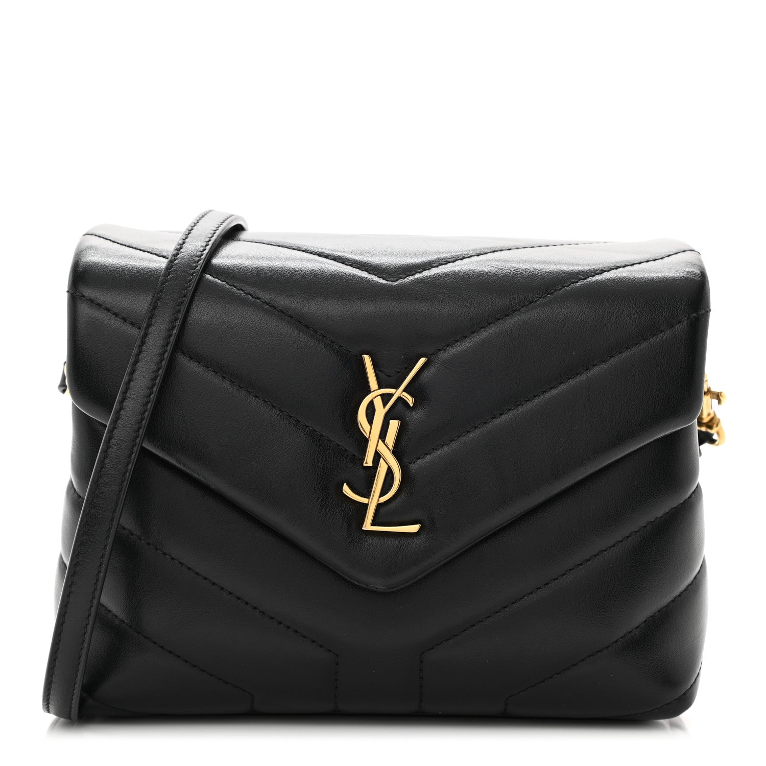 Saint Laurent Calfskin Y Quilted Monogram Toy Loulou Crossbody Bag Black 1 of 12