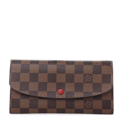 Louis Vuitton Damier Ebene Emilie Wallet Red 1 of 11