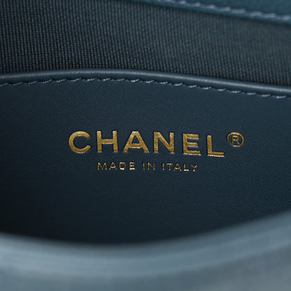 Chanel Caviar Quilted Camellia Chain Around Flap Blue 6 of 10