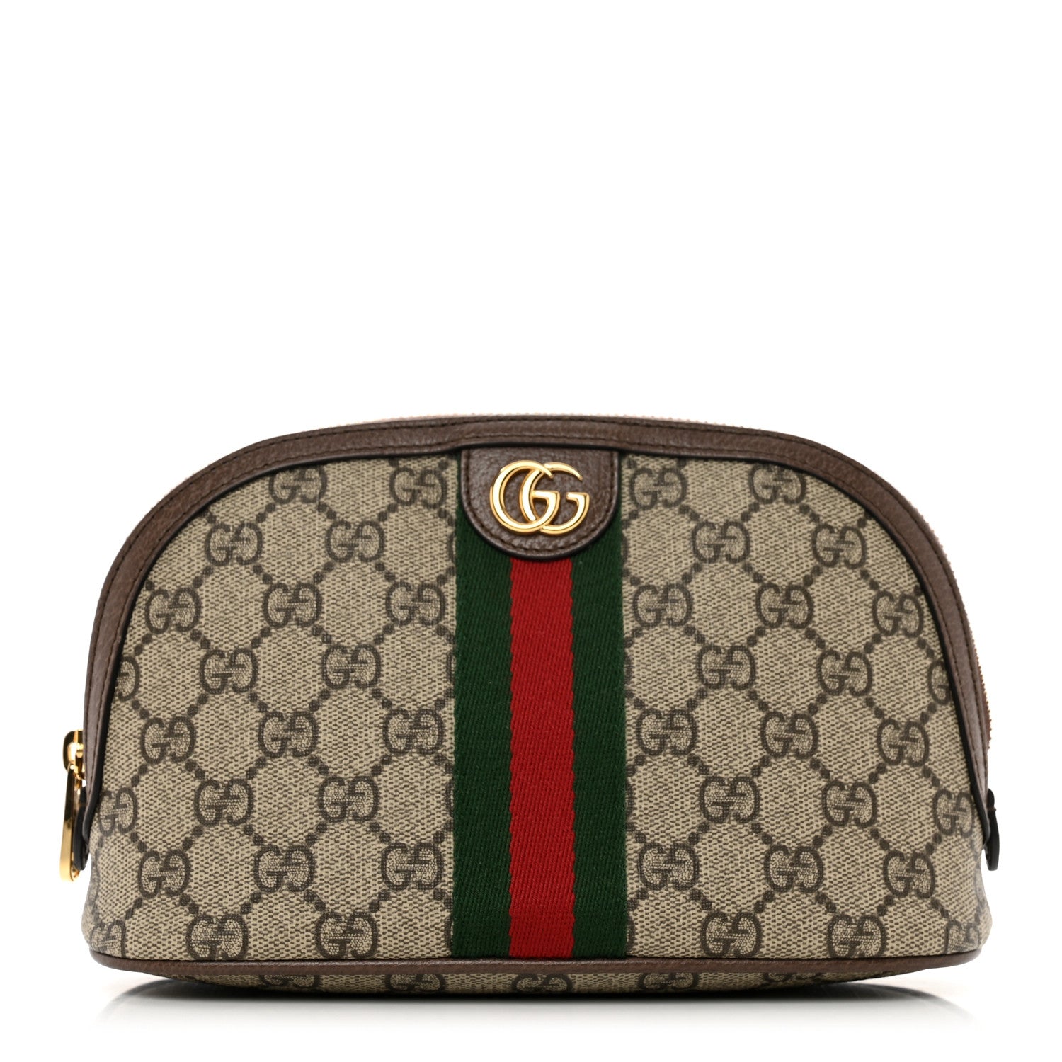 Gucci GG Supreme Monogram Textured Calfskin Web Large Ophidia Cosmetic Case Beige Ebony New Acero 1 of 7