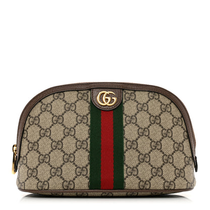 Gucci GG Supreme Monogram Textured Calfskin Web Large Ophidia Cosmetic Case Beige Ebony New Acero 1 of 7