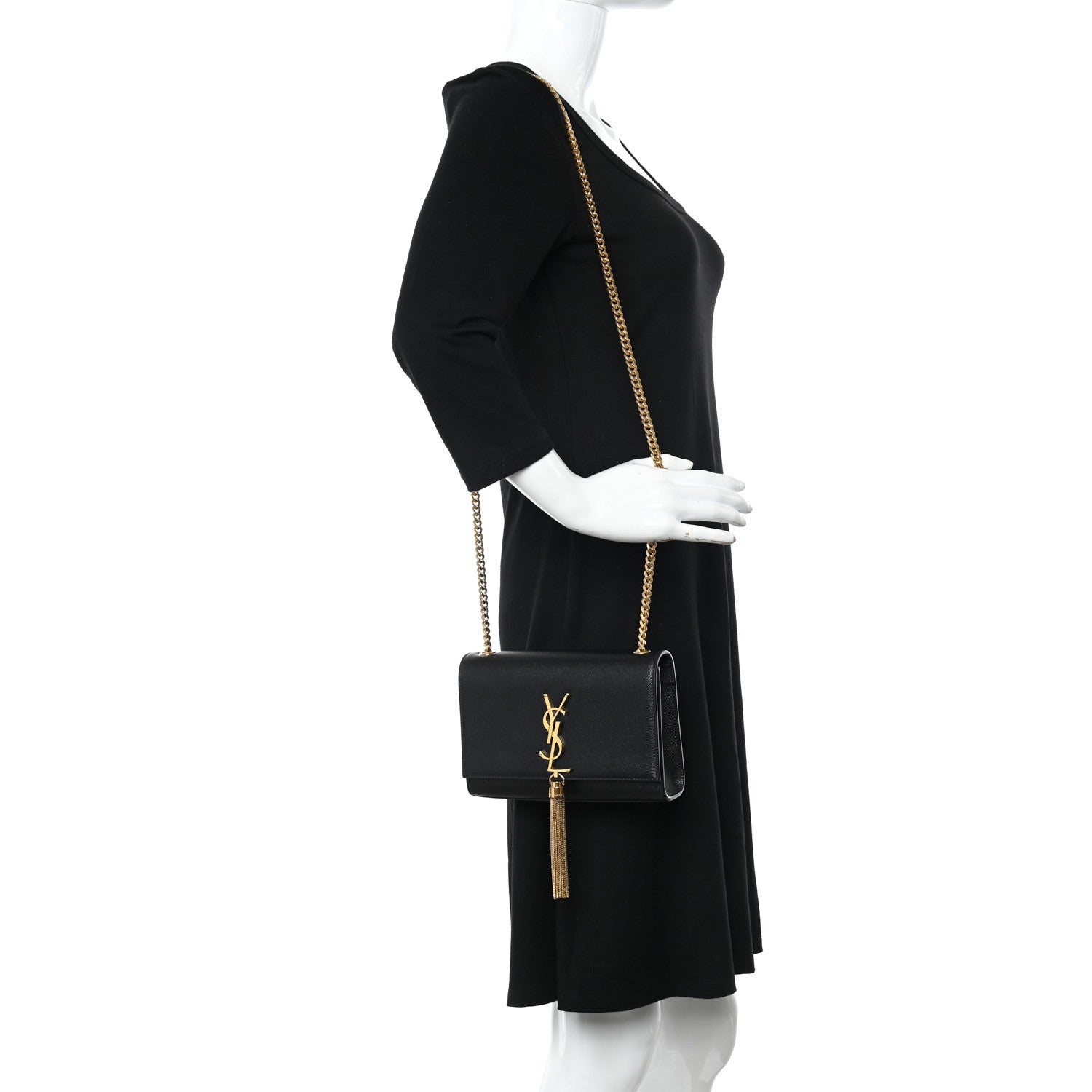 Saint Laurent Grain De Poudre Small Classic Monogram Kate Tassel Satchel Black 2 of 10