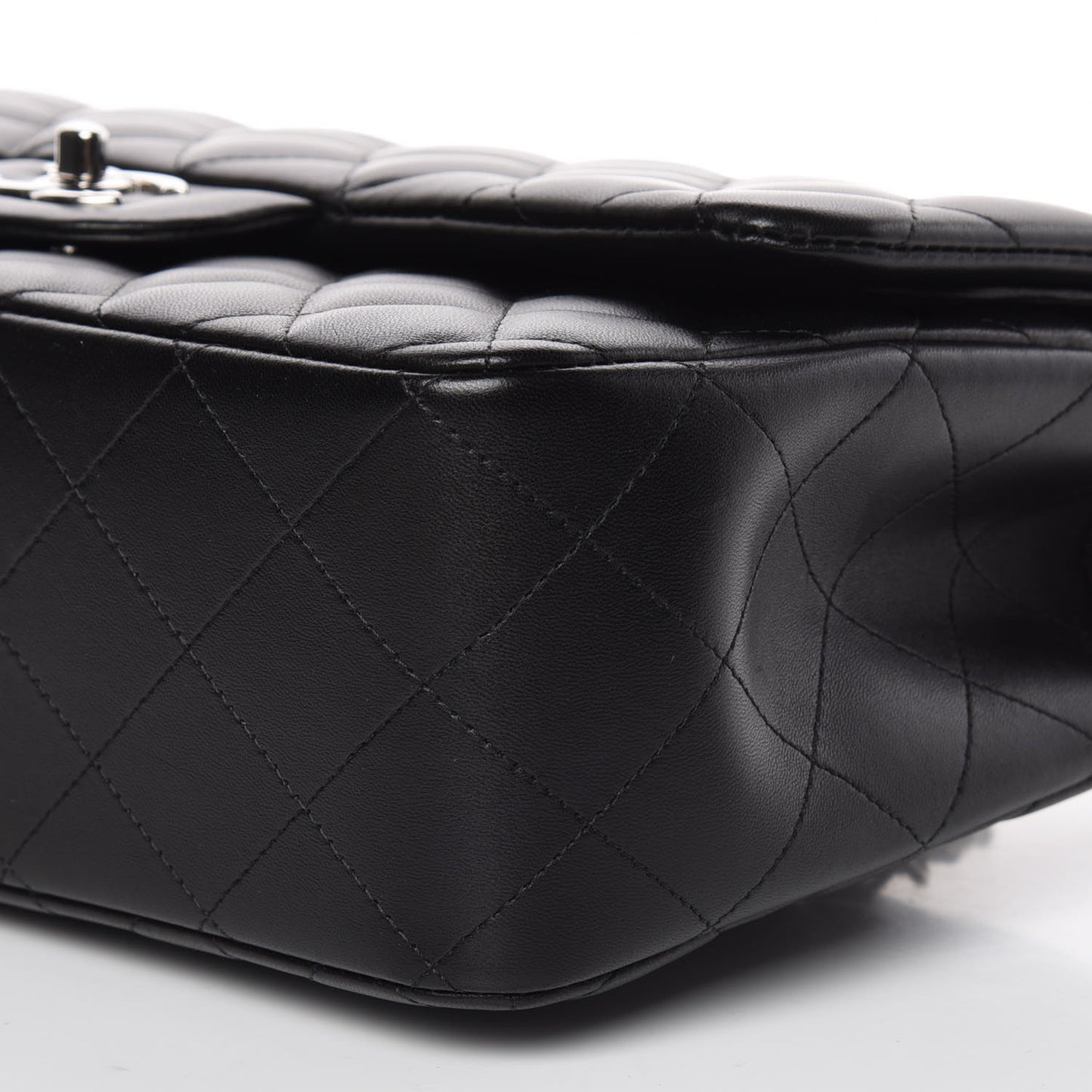 Lambskin Quilted Jumbo Double Flap Black
