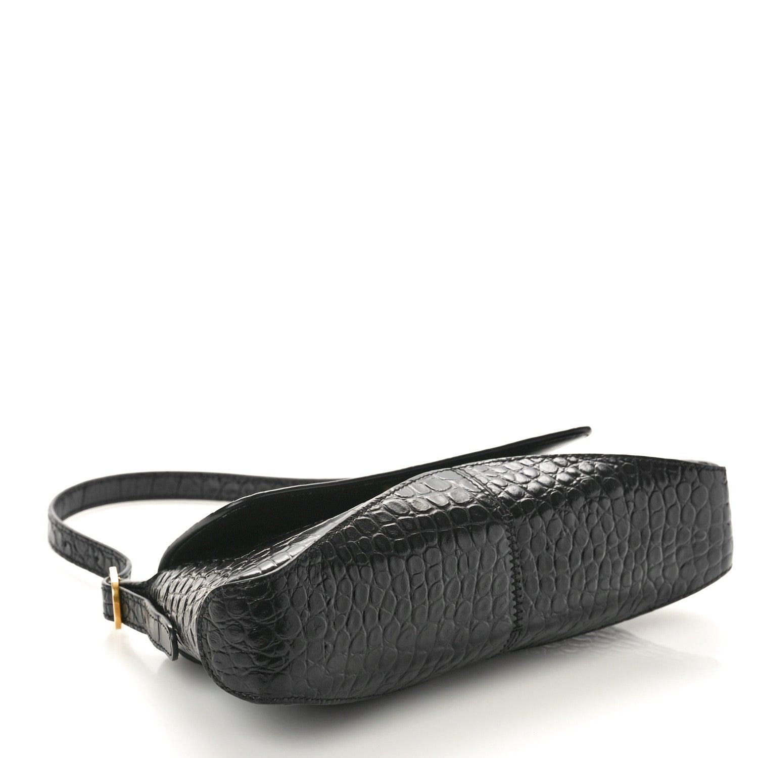 Balenciaga Shiny Super Supple Calfskin Crocodile Embossed Small XX Flap Stretch Bag Black 3 of 8