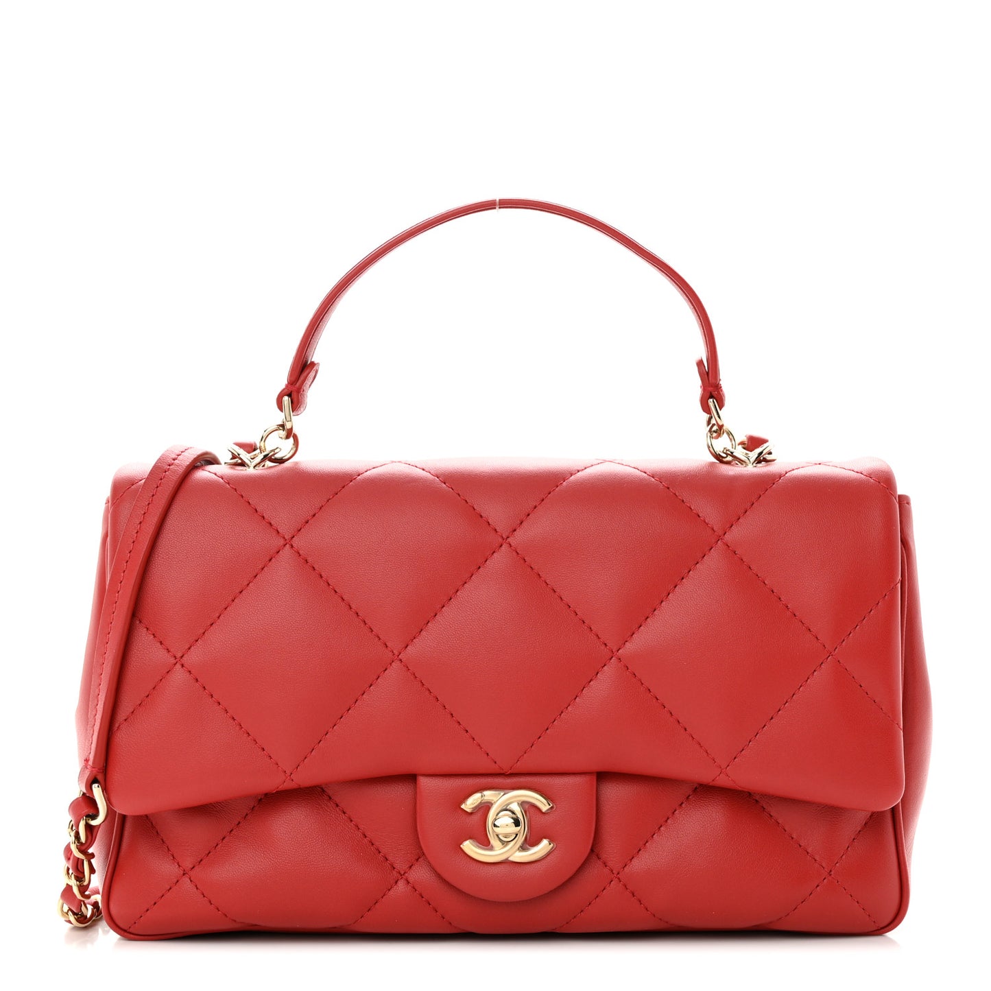Lambskin Quilted Easy Carry Flap Red