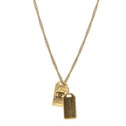 Chanel ID Dog Tag Charm Necklace Gold 1 of 6