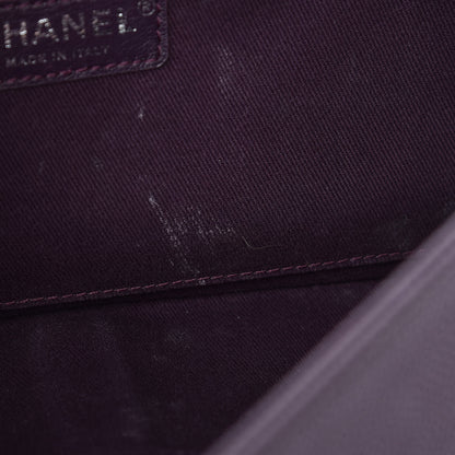 Chanel Washed Caviar Quilted Large Turn Around Ligne Flap Dark Purple 10 of 16