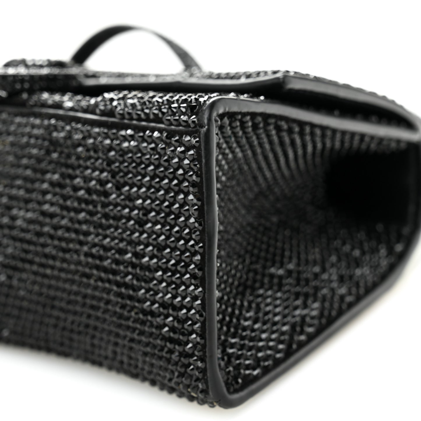 Strass Suede Hourglass Top Handle Bag XS Black Jet