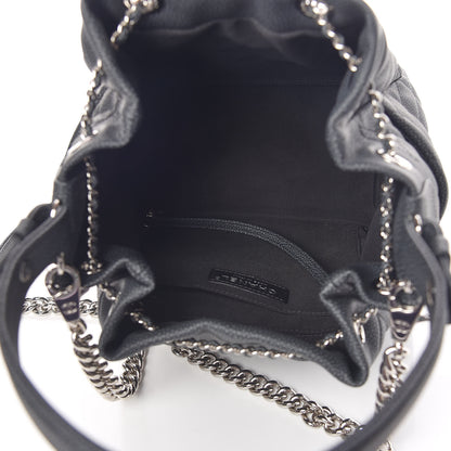 Chanel Caviar Flat Quilted CC Chain Bucket Drawstring Bag Black 5 of 9