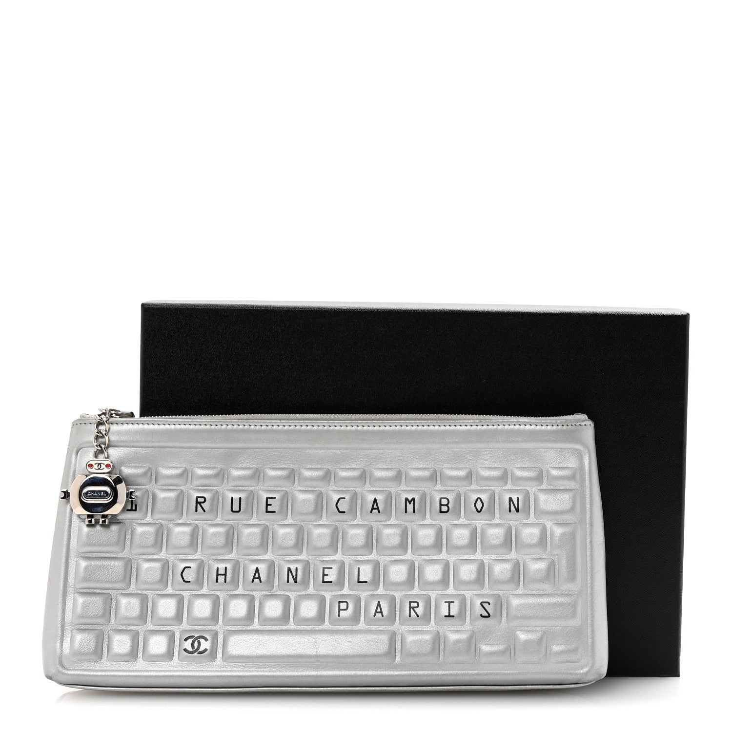 Chanel Metallic Calfskin Keyboard Pouch Silver 7 of 7