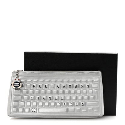 Chanel Metallic Calfskin Keyboard Pouch Silver 7 of 7