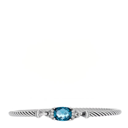 David Yurman Sterling Silver Diamond Hampton Blue Topaz 3mm Petite Wheaton Bracelet 1 of 4