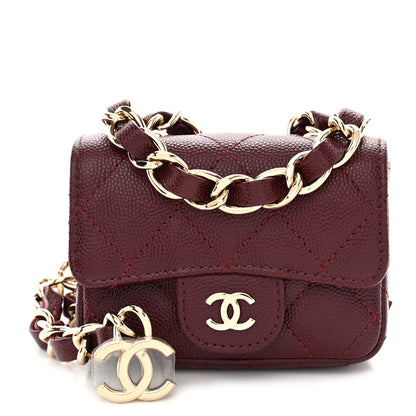 Chanel Caviar Quilted Mini Chain Belt Bag Burgundy 1 of 12