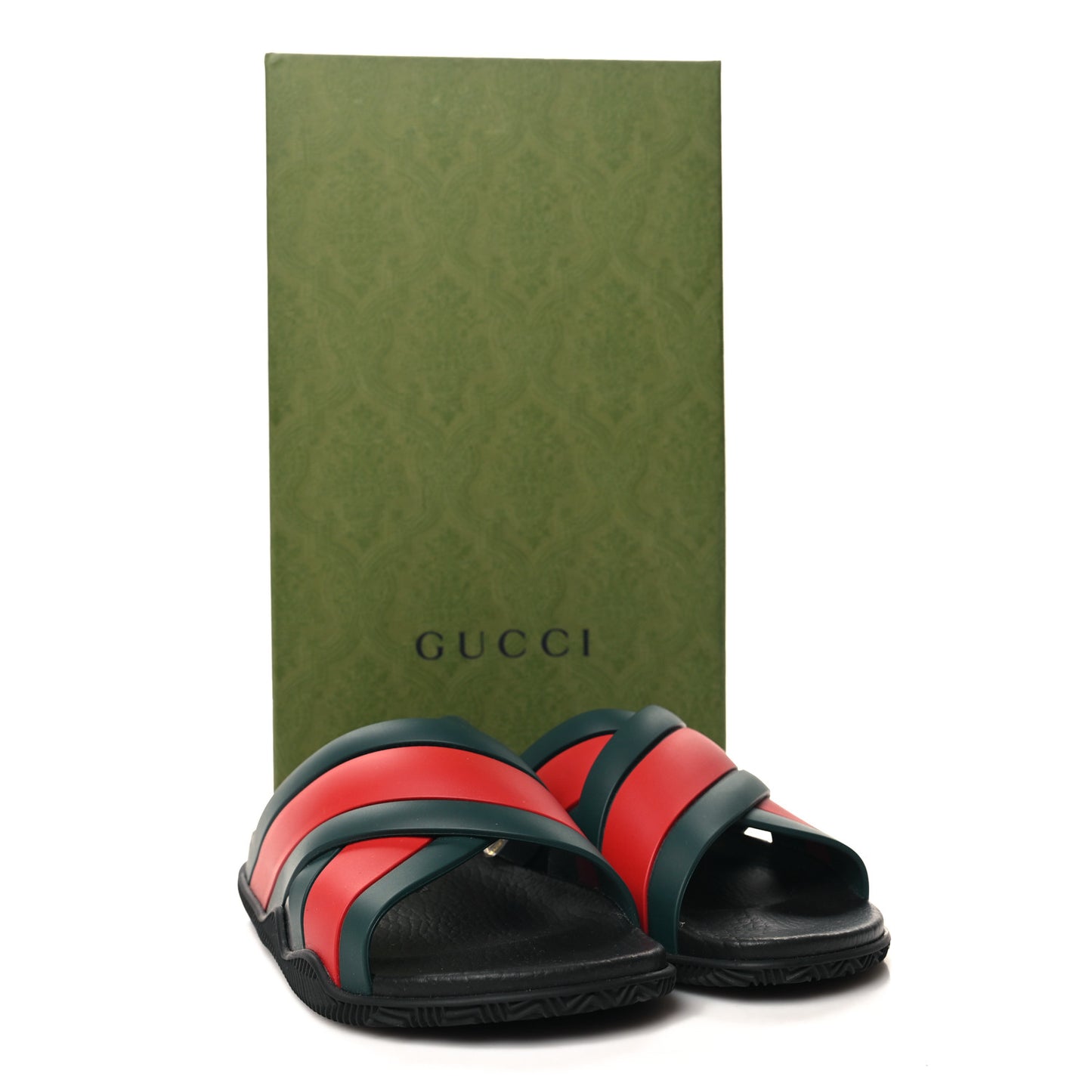 Rubber Web Mens Criss Cross Slide Sandals 35 Green Red