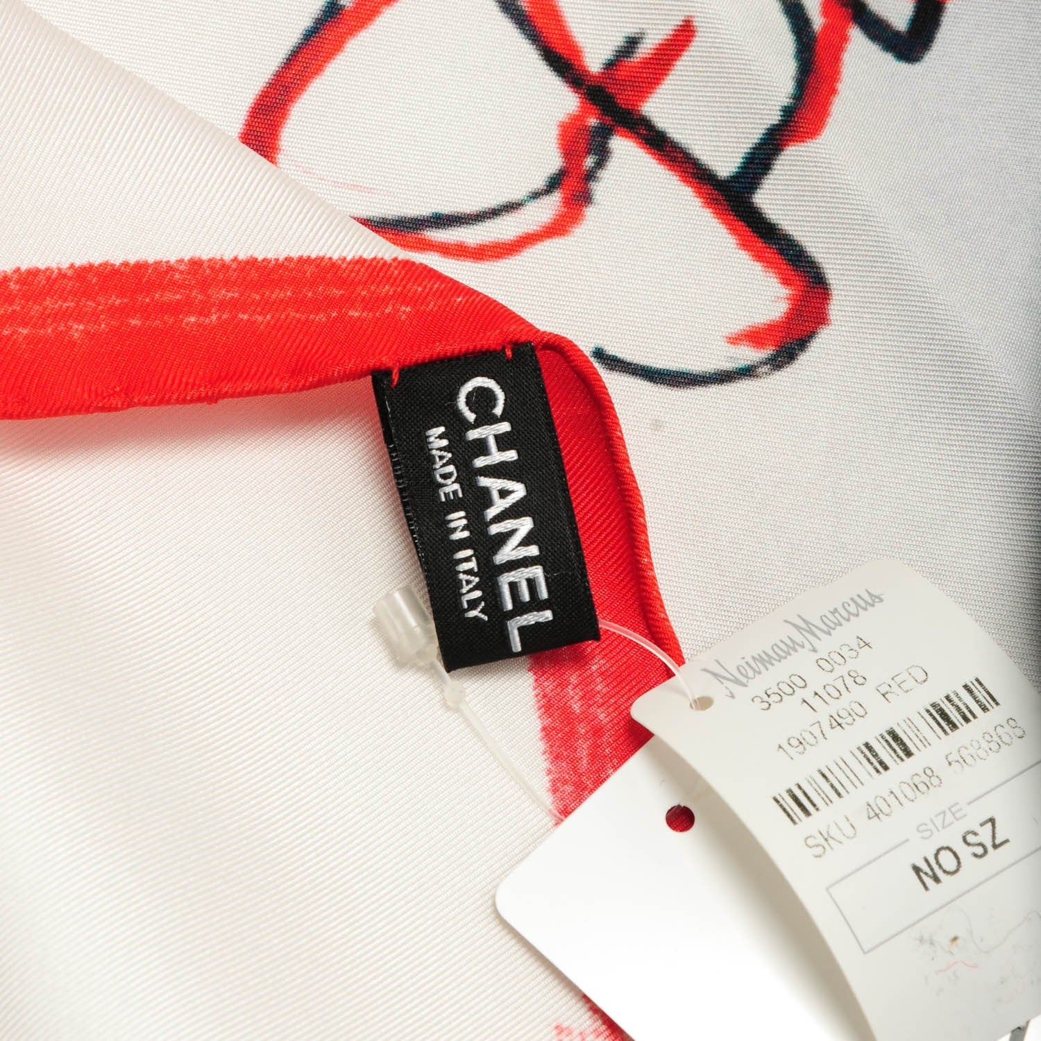 Chanel Silk Front Row Only Square Scarf Red 4 of 5