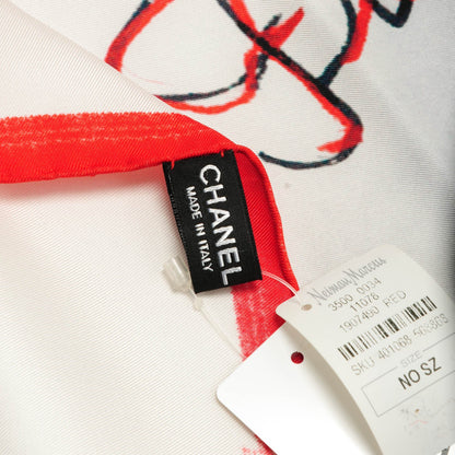 Chanel Silk Front Row Only Square Scarf Red 4 of 5