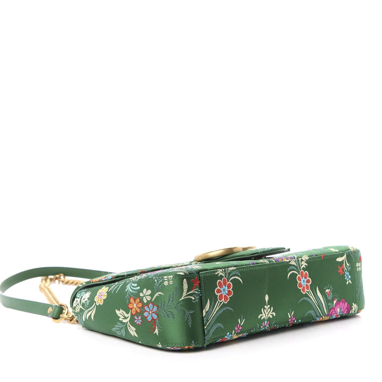 Jacquard Matelasse Floral Medium GG Marmont Shoulder Bag Green