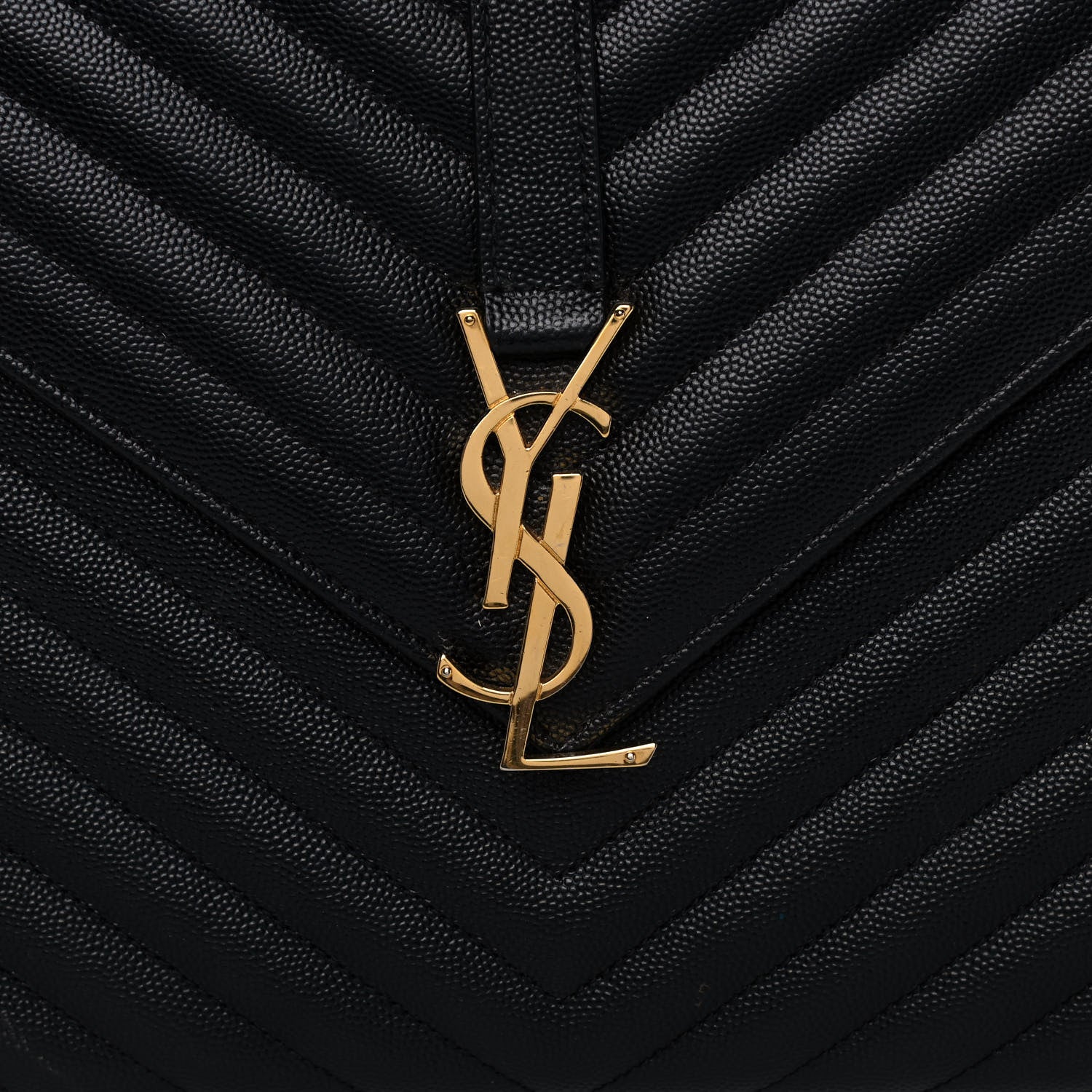 Saint Laurent Grain De Poudre Matelasse Chevron Large Monogram Satchel Black 9 of 13