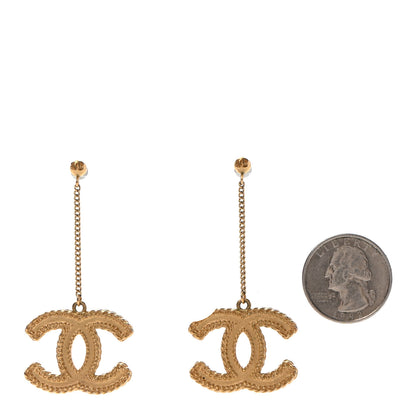 Chanel CC Drop Earrings Matte Gold 2 of 4