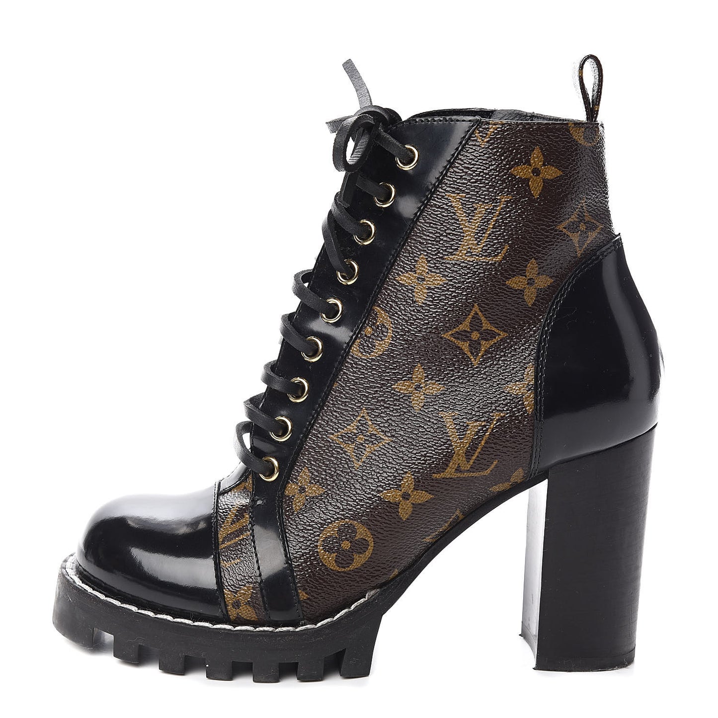 Patent Calfskin Monogram Star Trail Ankle Boots 37.5 Black