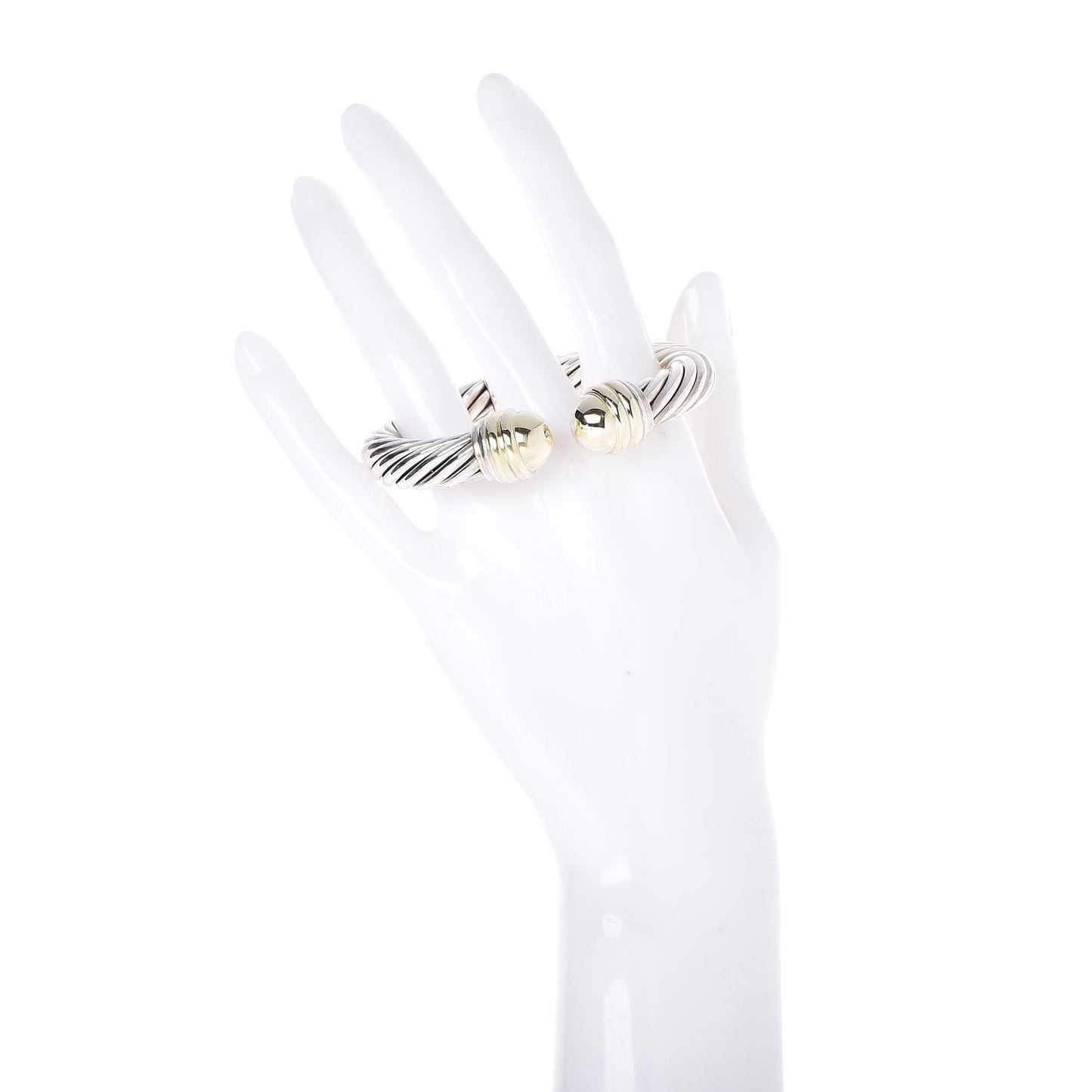 Sterling Silver 14K Yellow Gold 10mm Cable Classics Bracelet