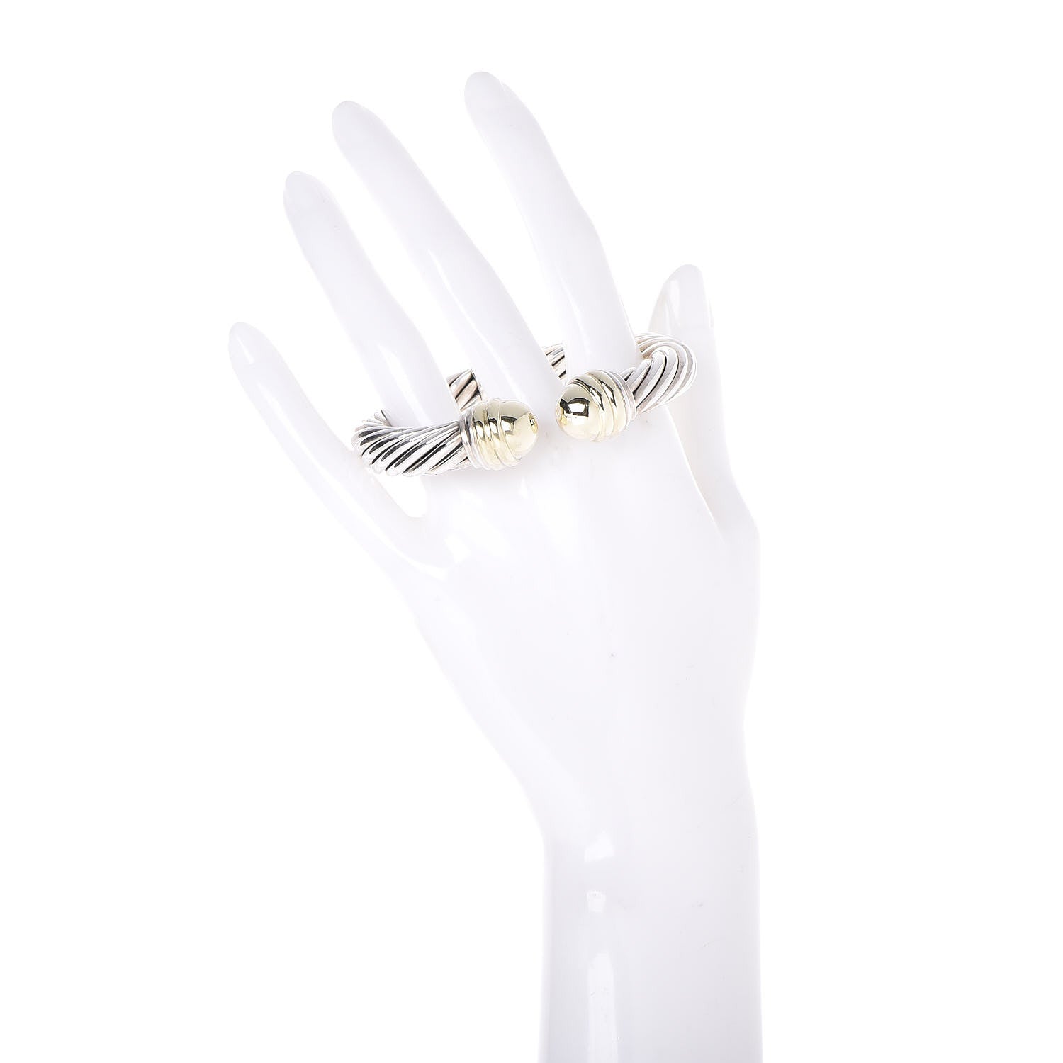 David Yurman Sterling Silver 14K Yellow Gold 10mm Cable Classics Bracelet 2 of 5