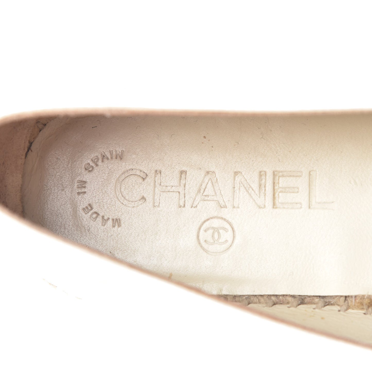 Metallic Calfskin Grosgrain CC Espadrilles 39 Ivory Black