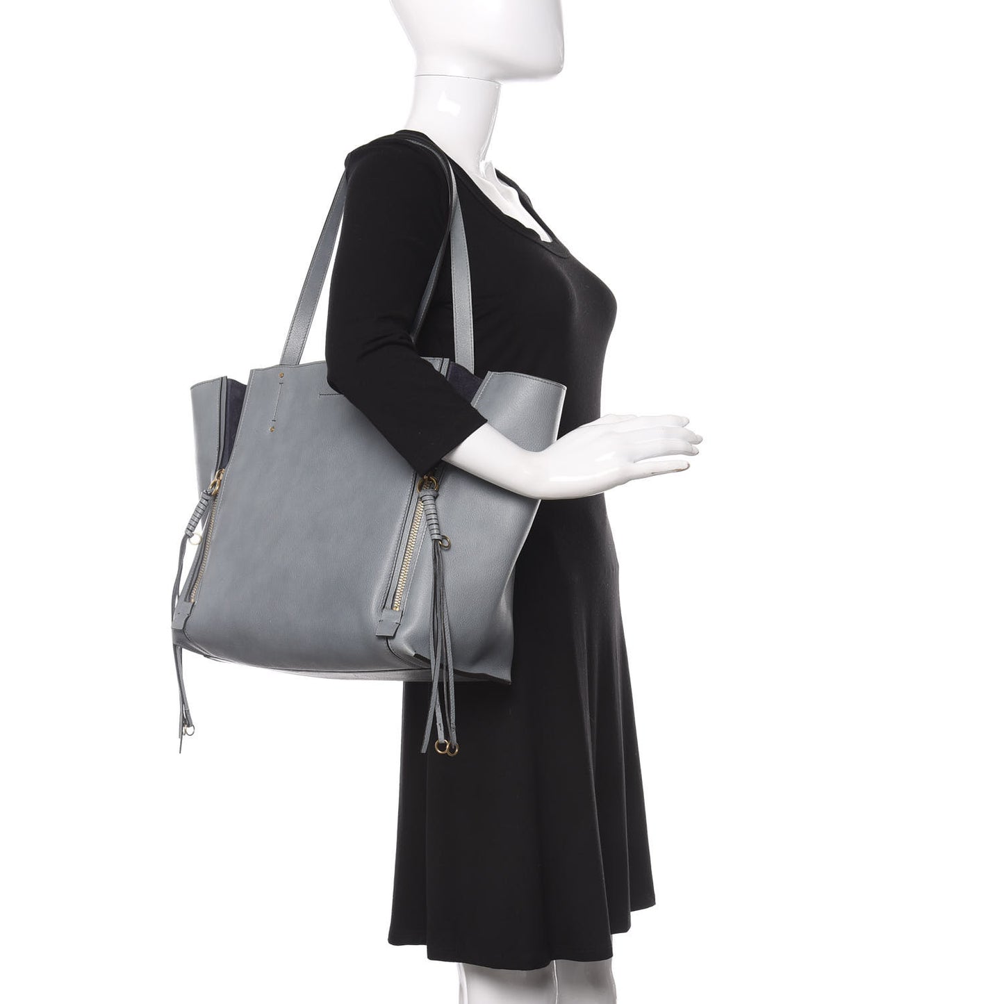 Smooth Calfskin Medium Milo Shopping Tote Cloudy Blue