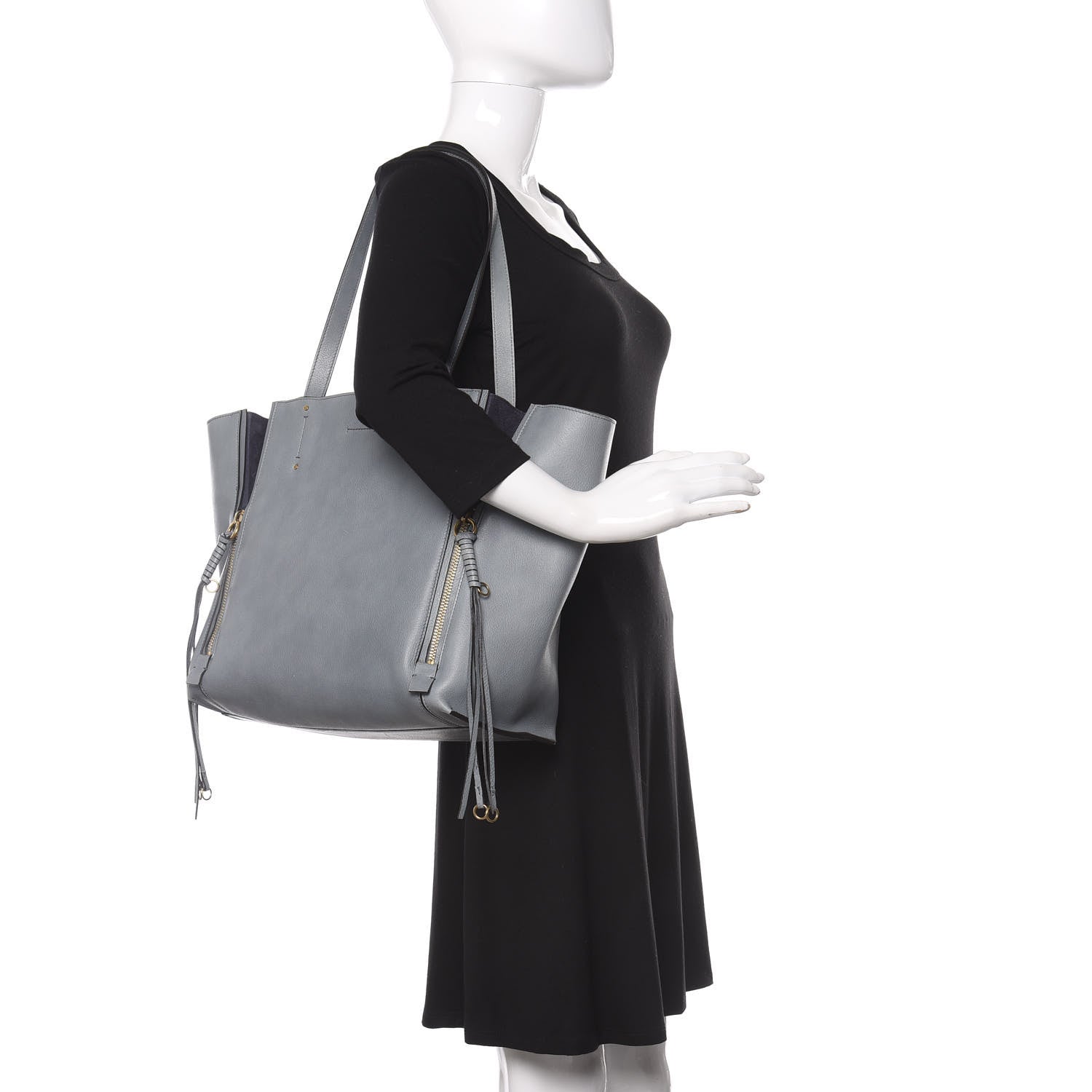 Chloe Smooth Calfskin Medium Milo Shopping Tote Cloudy Blue 2 of 11