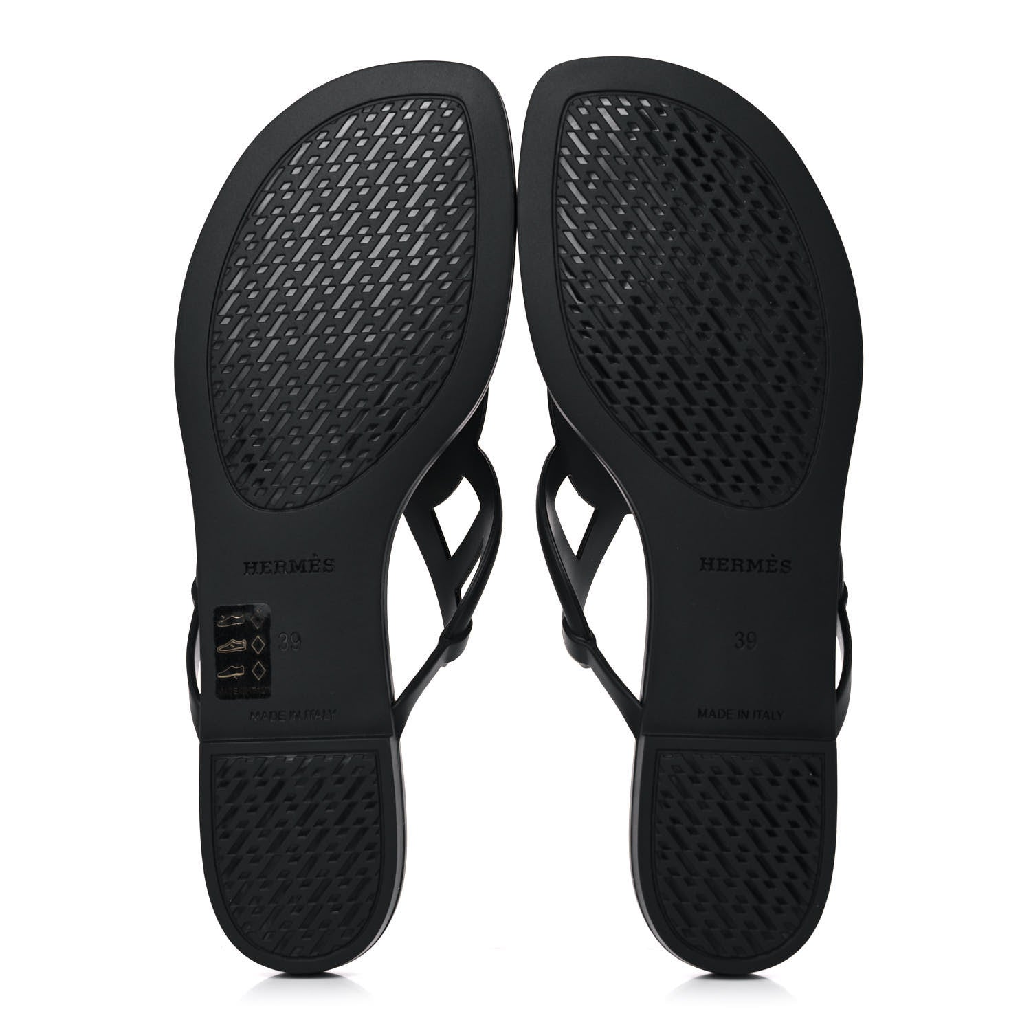 Hermes Rubber Womens Egerie Sandals 39 Black 5 of 10