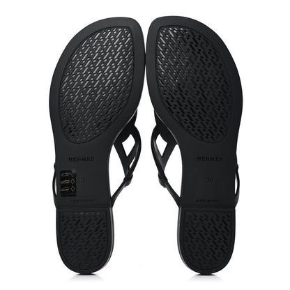 Hermes Rubber Womens Egerie Sandals 39 Black 5 of 10