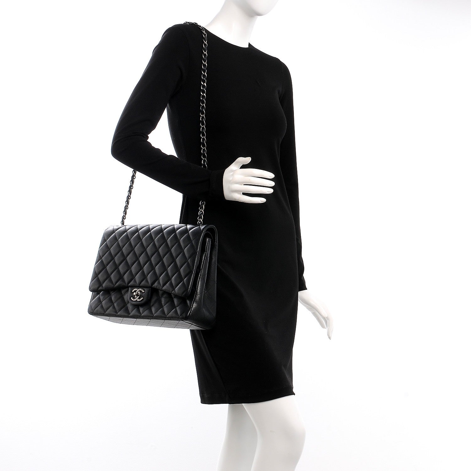 Chanel Caviar Quilted Maxi Double Flap Black 2 of 8