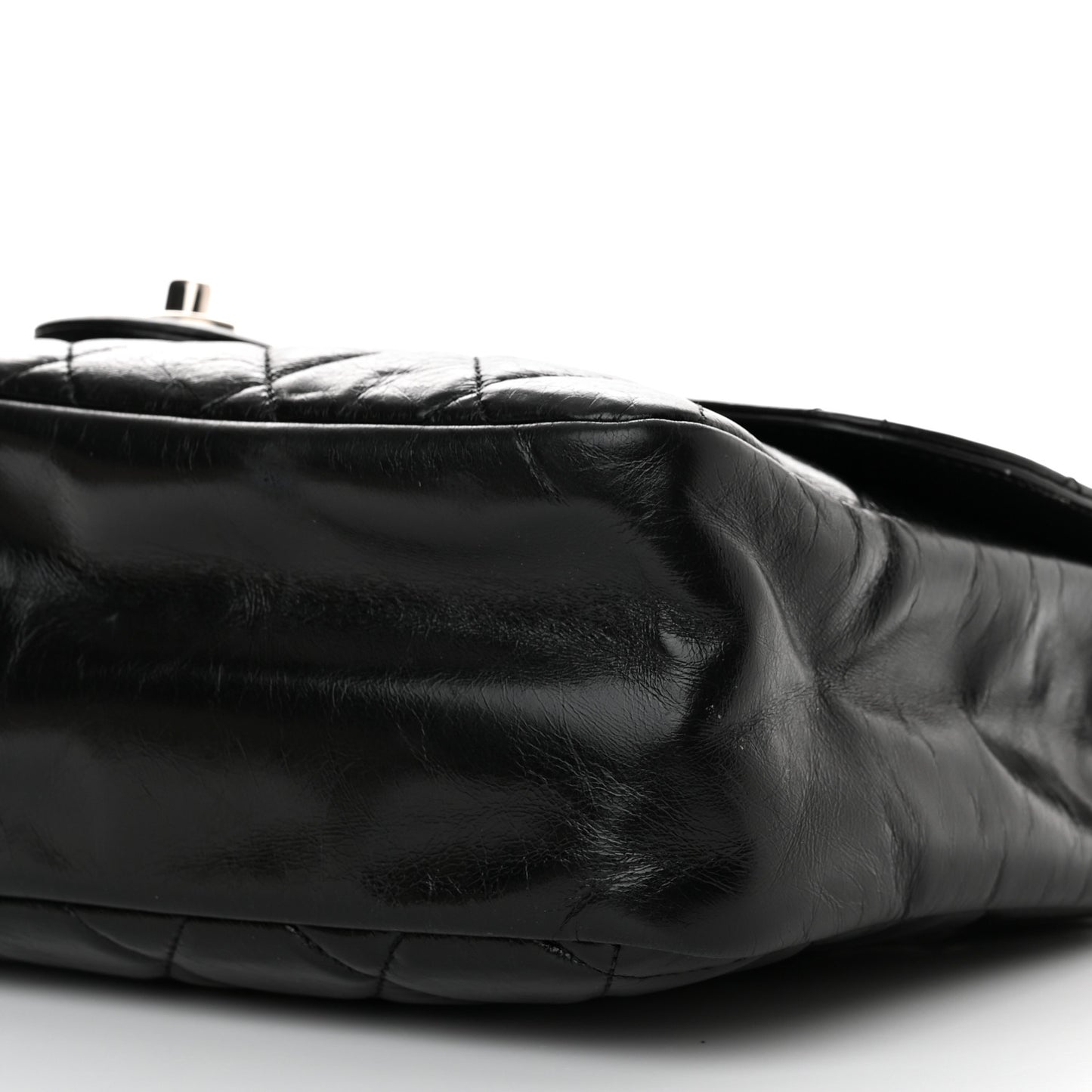 Glazed Calfskin Quilted Small CC Delivery Tote Black