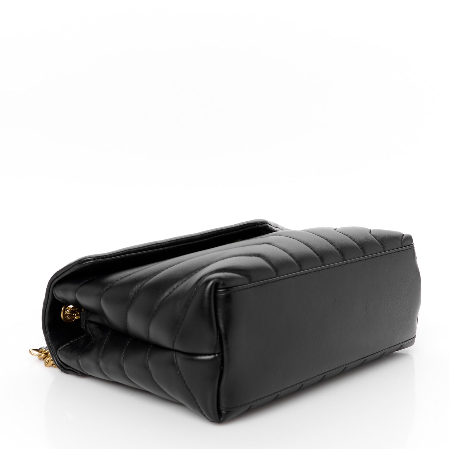 Calfskin Y Quilted Monogram Small Loulou Chain Satchel Black