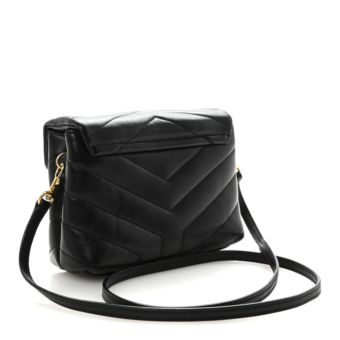 Calfskin Y Quilted Monogram Toy Loulou Crossbody Bag Black