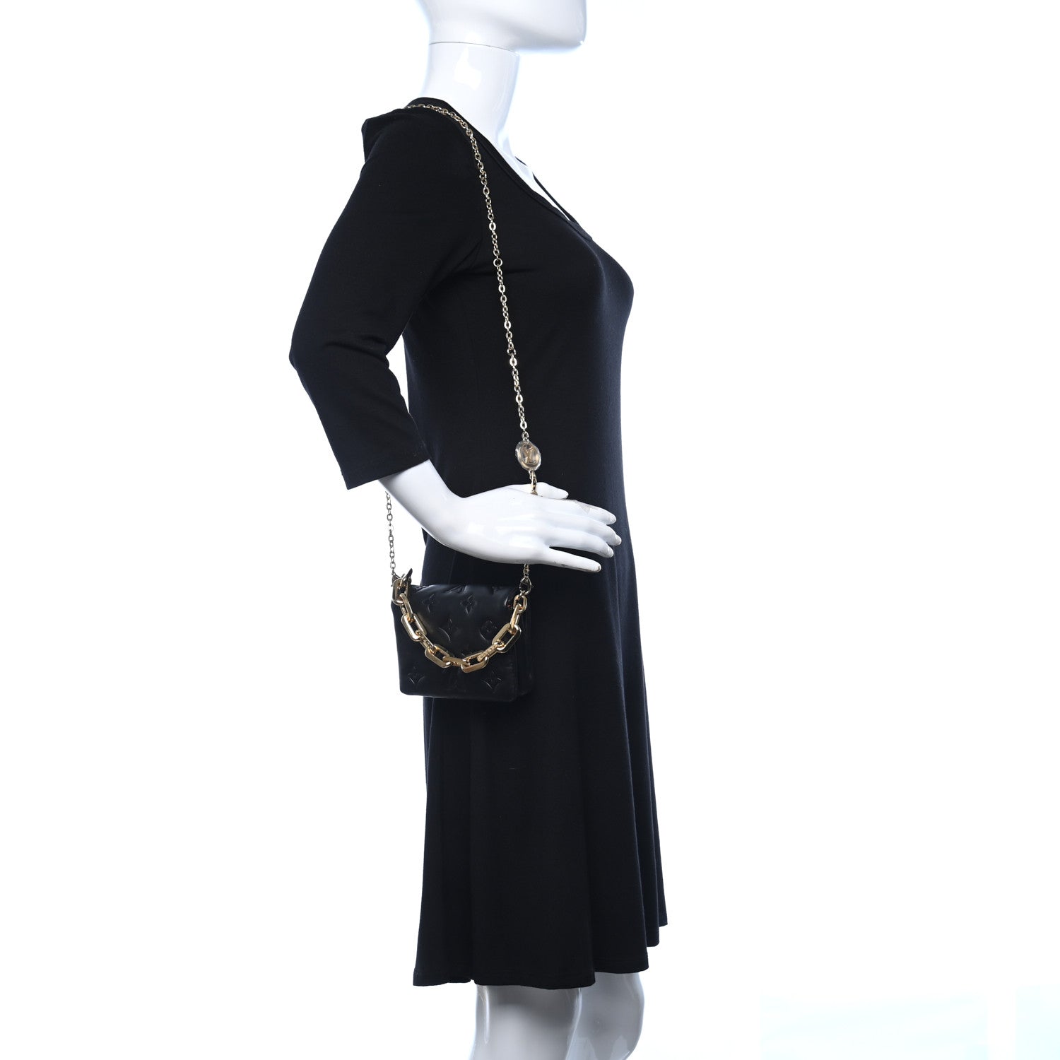 Louis Vuitton Lambskin Embossed Monogram Coussin Belt Bag Black 2 of 8