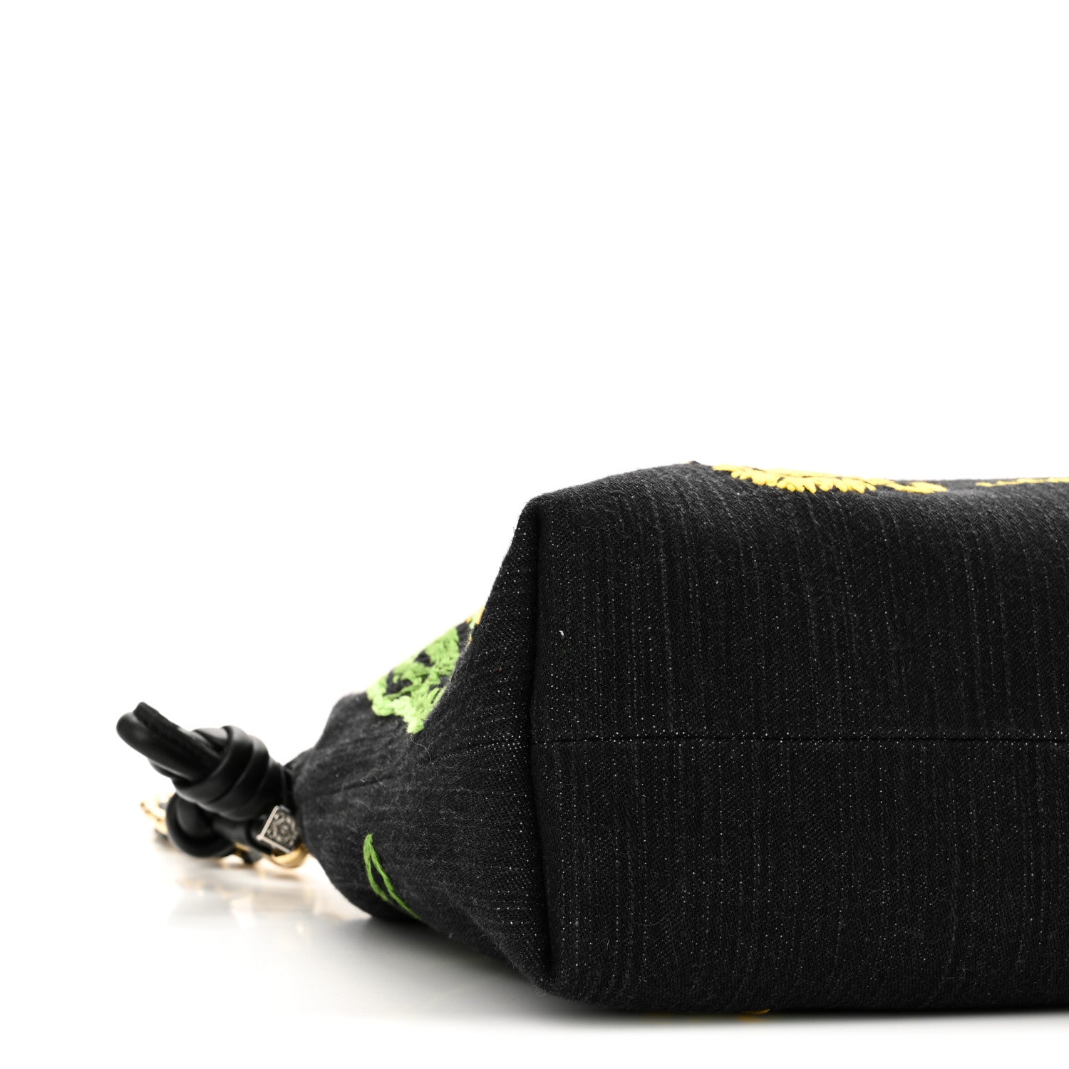 Loewe Denim Calfskin Tulip Paulas Ibiza Medium Donut Chain Flamenco Knot Clutch Black Multicolor 8 of 9