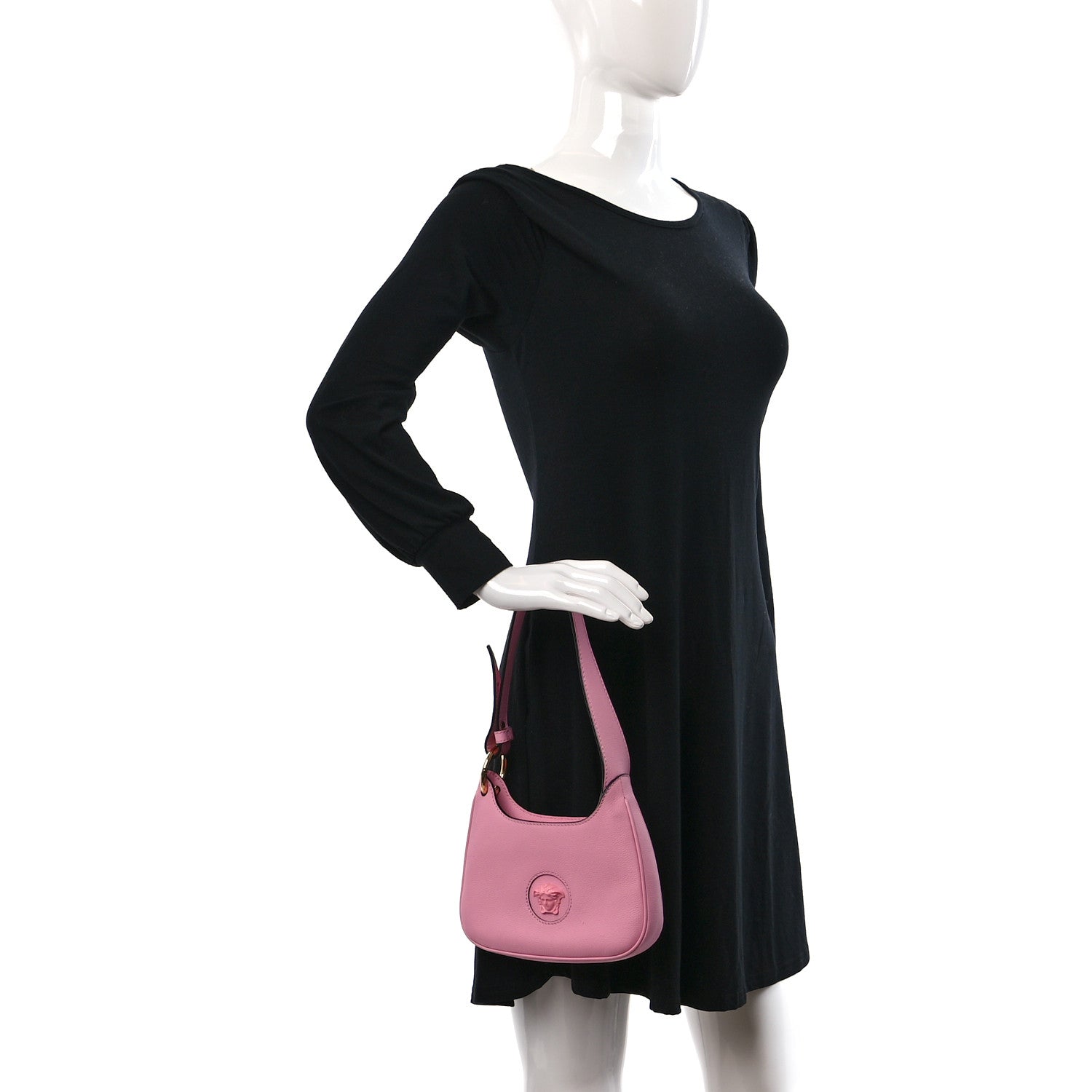 Versace Calfskin La Medusa Small Hobo Crossbody Pink 2 of 10
