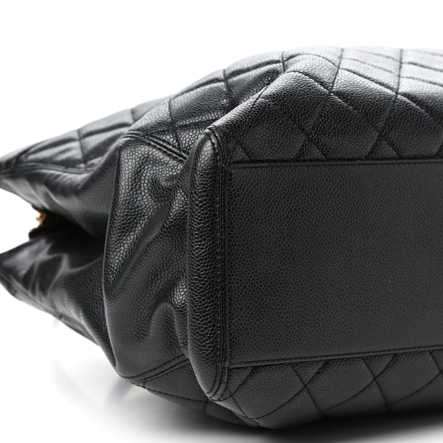 Caviar Quilted CC Shopping Tote Black