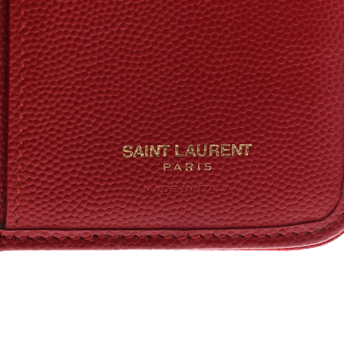 Grain De Poudre Matelasse Chevron Monogram Compact Zip Around Wallet Red