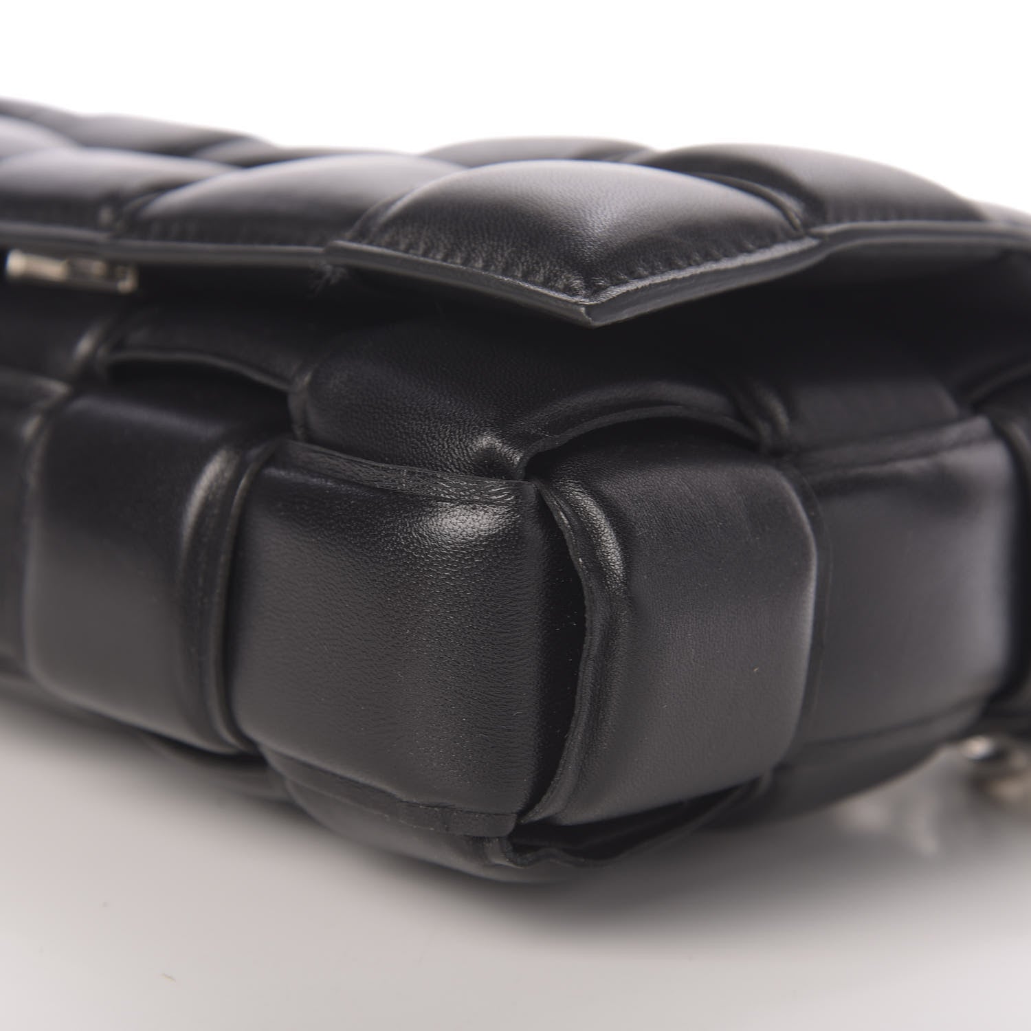 Bottega Veneta Lambskin Maxi Intreccio Padded Chain Cassette Crossbody Bag Black 9 of 10